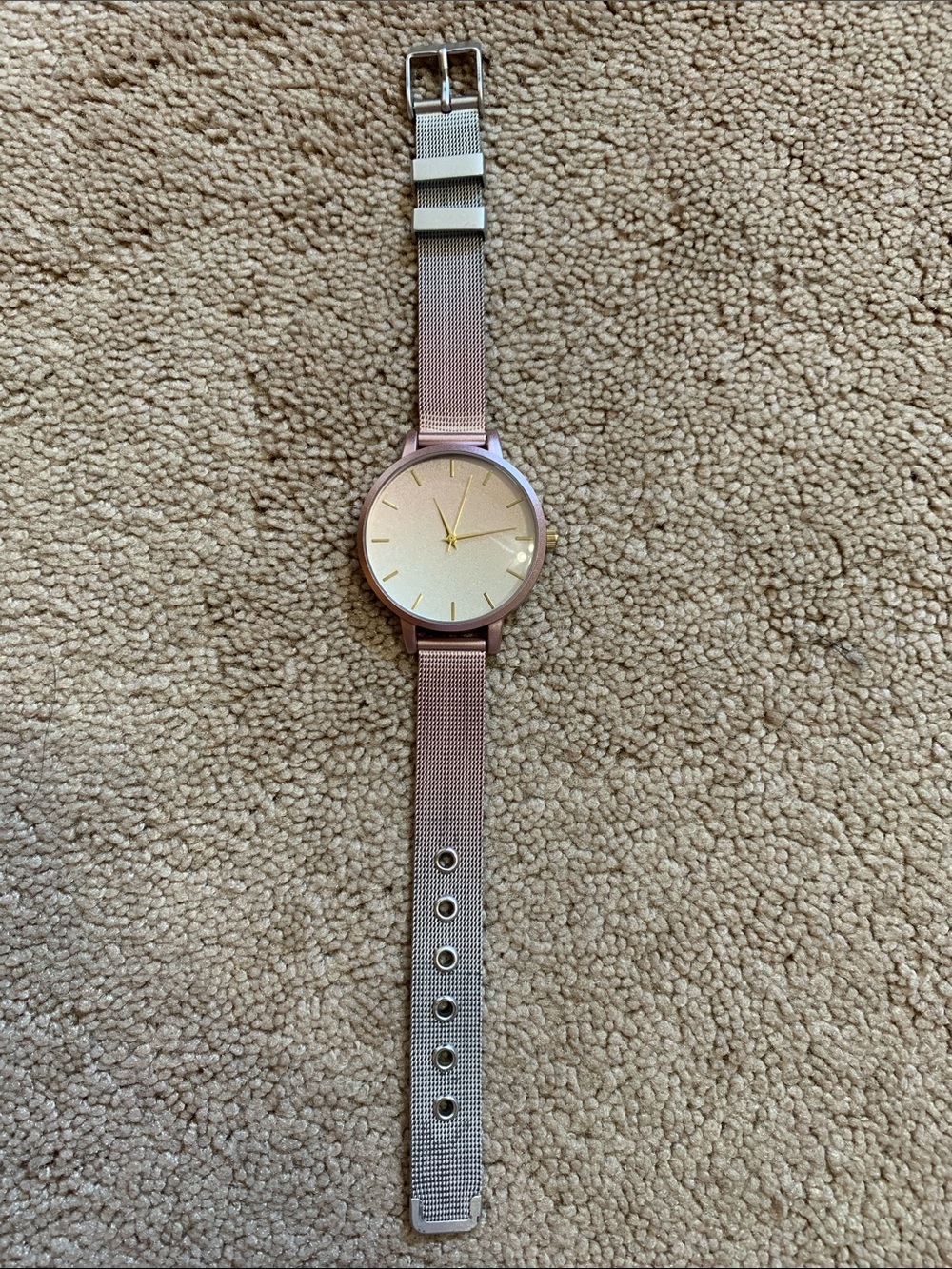 Charming Charlie Pink and Silver Mesh Strap Watch